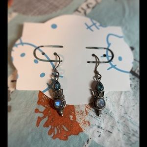 Silver topaz, moonstone earrings 1990’s